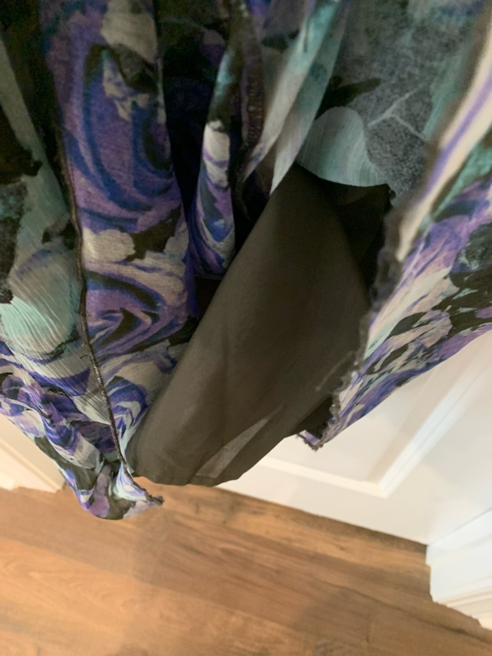 Jessica Simpson Purple and Teal Floral Ruffle Bust Maxi Dress XS - Picture 9 of 9
